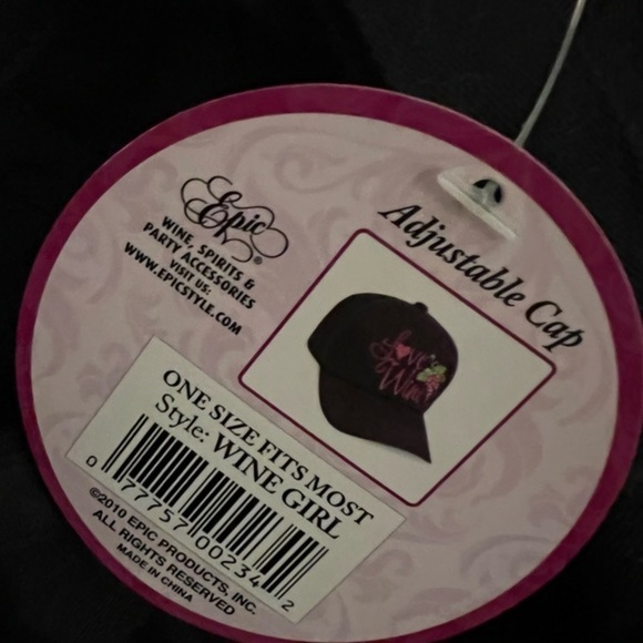 Wine Girl embroidered baseball cap grapes black & purple bling NWT - Picture 5 of 5